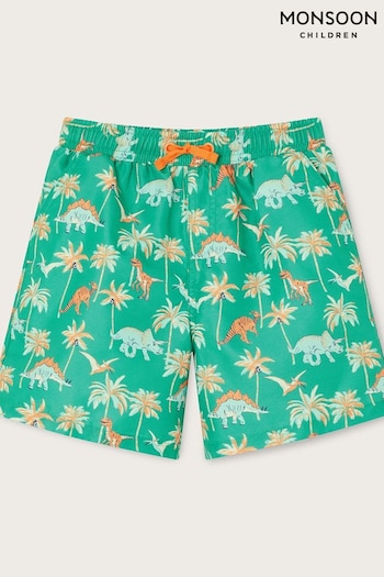 Monsoon Green Dinosaur Palm Swim Shorts (E05414) | £20 - £24