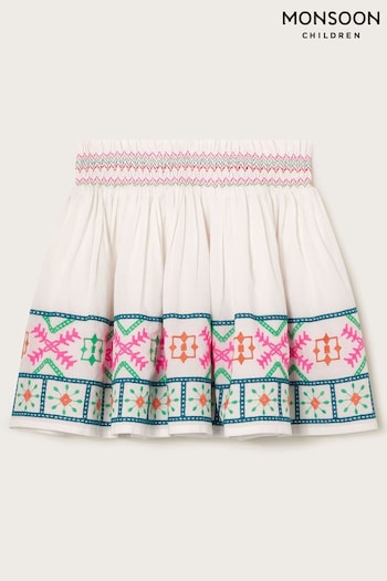 Monsoon White Embroidered Hem Skirt (E05421) | £24 - £28