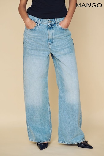 Mango Blue Wide Leg Jeans graphic-print (E05526) | £50