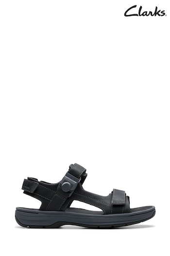 Clarks Black Leather Saltway Trail Sandals (E05627) | £90