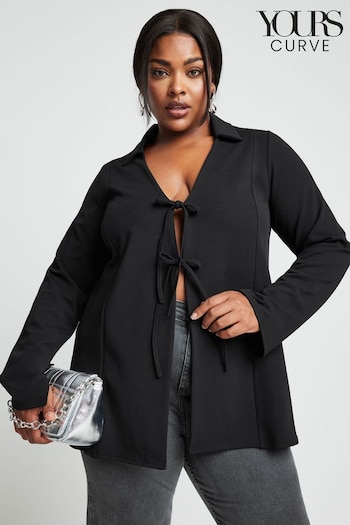 Yours Curve Black LIMITED COLLECTION  Bow Front Split Sleeve Top (E05740) | £29