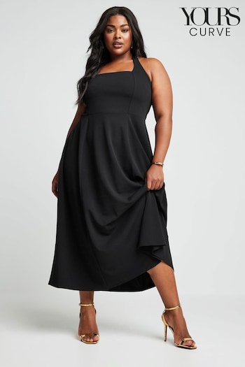 Yours Curve Black LIMITED COLLECTION Curve Black Halter Neck Midaxi Dress (E05745) | £39