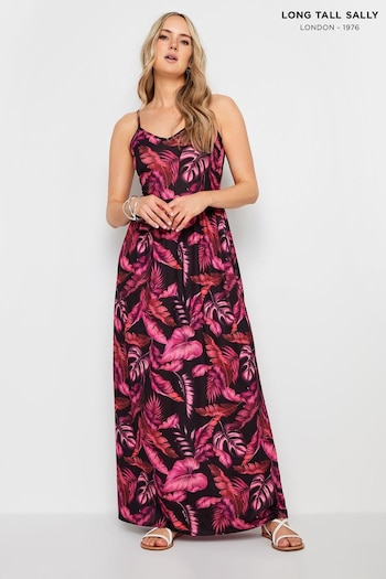 Long Tall Sally Black LTS Tall & Pink Tropical Print Maxi Dress Forget (E05883) | £34