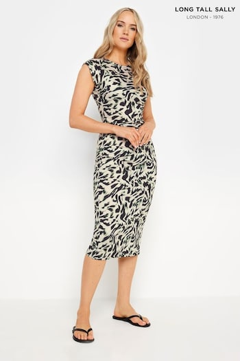 Long Tall Sally Natural Abstract Ruched Side Dress (E05889) | £34