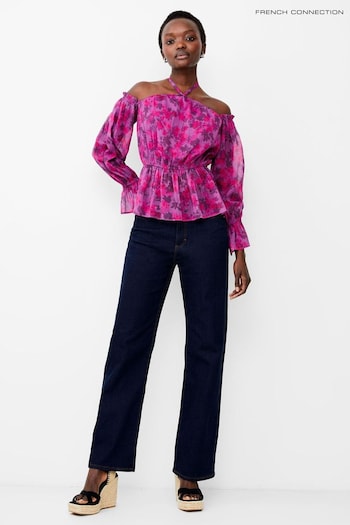 French Connection Pink Arla Hallie Crinkle Blouse (E05957) | £55