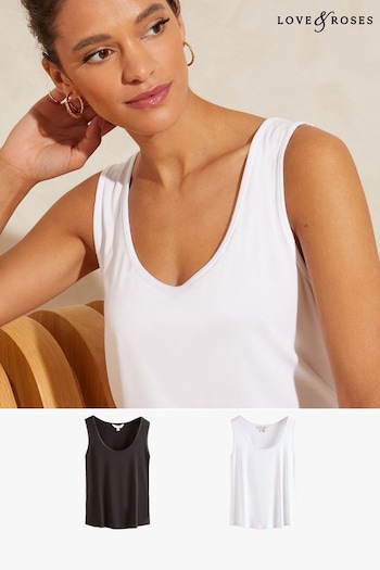 Sun Safe Swimwear Black White 2 Pack Jersey Scoop Neck Vest Top (E05993) | £22