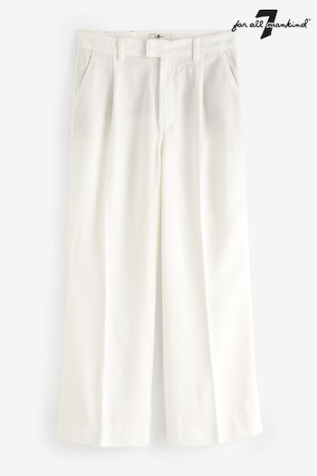 7 For All Mankind Pleated Colored Tencel Vesper White Trousers (E06134) | £240