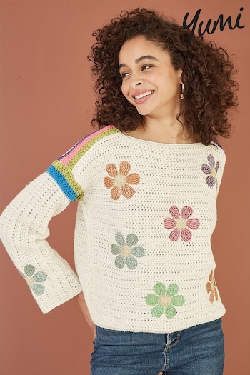 Yumi Hoodies Crochet Flower Jumper (E06140) | £50