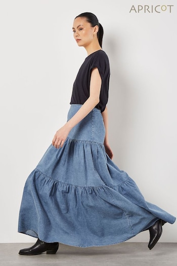 Apricot Blue Tiered Denim Skirt (E06190) | £35