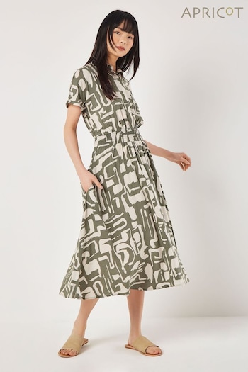 Apricot Green Grecian Geo scott Shirt Midaxi Dress (E06227) | £35