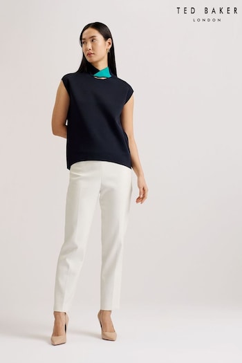 Ted Baker Blue Kaedee Knit Twisted Neck Easy Fit Top (E06247) | £95