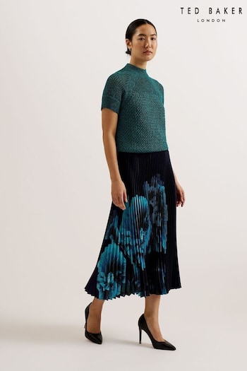 Ted Baker Blue Izmir Pleated Midi Skirt (E06263) | £165