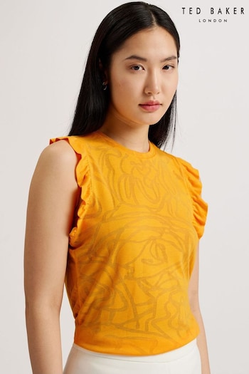 Ted Baker Orange Iilaa Frill Sleeve Top (E06265) | £55
