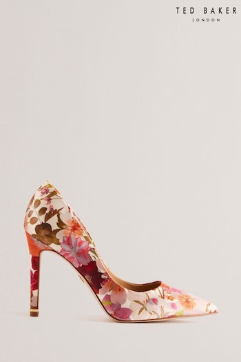 Ted Baker Cream Floral Carai High Heeled Pumps With River Of Gold (E06266) | £120