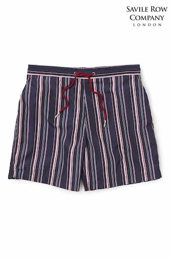 The Savile Row Company Natural Striped Recycled Swim Shorts (E06330) | £25