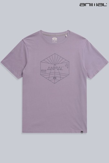 Animal Jacob Mens Purple Linear Graphic T-Shirt (E06482) | £25
