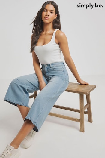 Simply Be Blue 24/7 Cropped Wide Leg Jeans (E06491) | £28