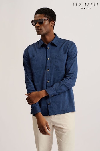 Ted Baker Blue Iio Stretch Linen Shirt (E06529) | £90