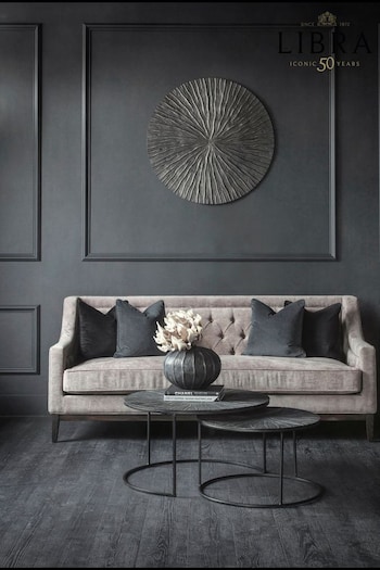 Libra Warm Grey Theodore Buttoned 3 Seater Sofa (E06555) | £1,800