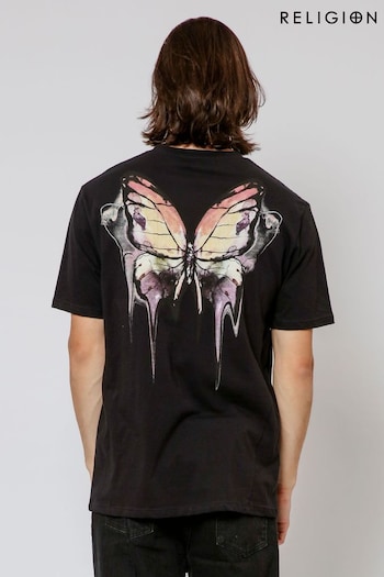 Religion Black Butterfly T-Shirt (E06562) | £38