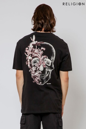 Religion Black Cherubs Skull T-Shirt (E06572) | £38