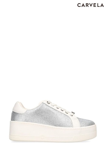 Carvela Silver Chrome Connected Jewel Trainers (E06594) | £149
