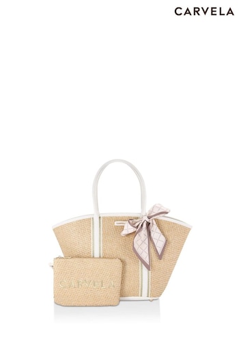 Carvela Nude Straw Scarf Basket Bag (E06655) | £89