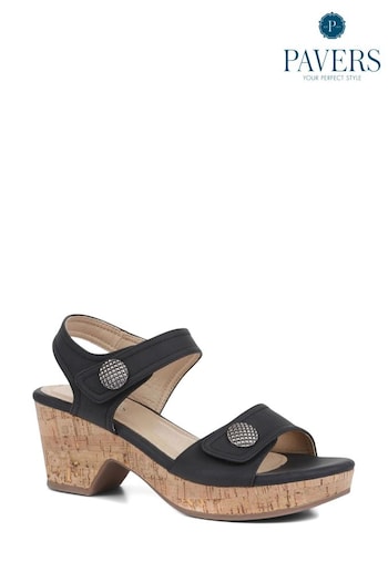 Pavers Strappy Heeled Black Sandals (E06721) | £35
