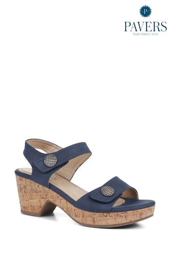 Pavers Blue Strappy Heeled Sandals (E06723) | £35