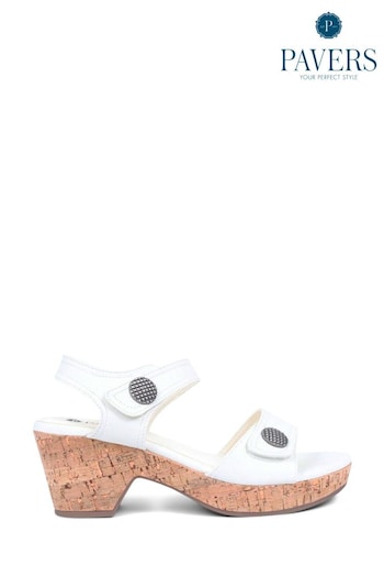 Pavers Strappy Heeled White Sandals (E06728) | £35