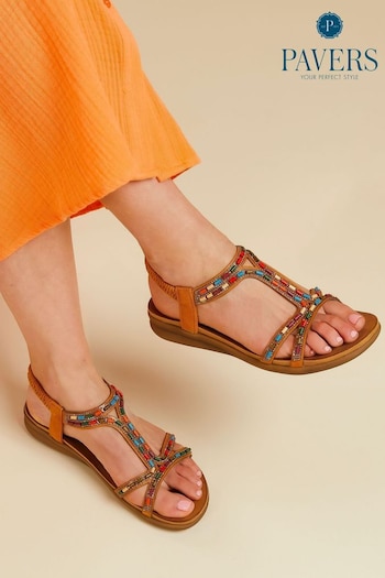 Pavers Natural Beaded Sandals (E06731) | £33