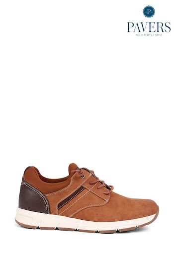 Pavers Lace-Up Brown Trainers (E06740) | £40