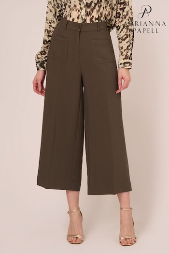 Adrianna Papell Green Front And Back Pockets Wide Leg Trousers (E06790) | £79