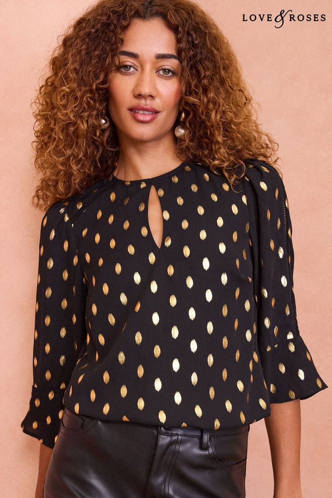 Black and gold peplum top online