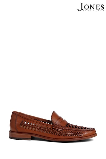 Jones Bootmaker Riverside Woven Leather Brown Loafers (E06927) | £99