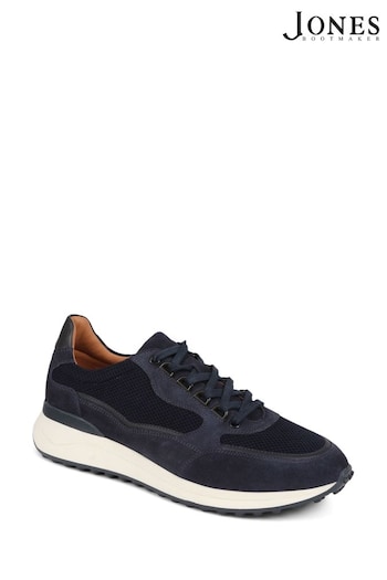 Jones Bootmaker Blue Stansted Lace-Up Trainers (E06940) | £99