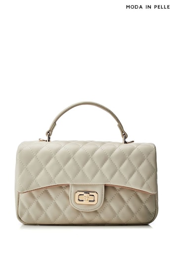 Moda in Pelle Sabrina Quilted East West White Bag With Chain Strap (E07080) | £89