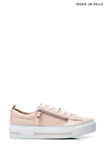 Moda in Pelle Natural Filician Zip And Lace Chunky Slab Sole Trainers (E07086) | £129