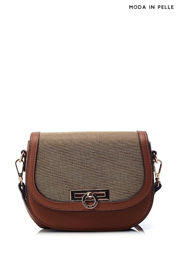 Moda in Pelle Summer Brown Cross-Body Bag With Feature Strap (E07096) | £79
