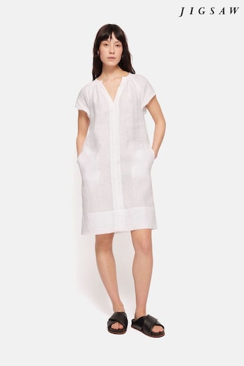 Jigsaw Linen Smocked T-Shirt Dress (E07098) | £130