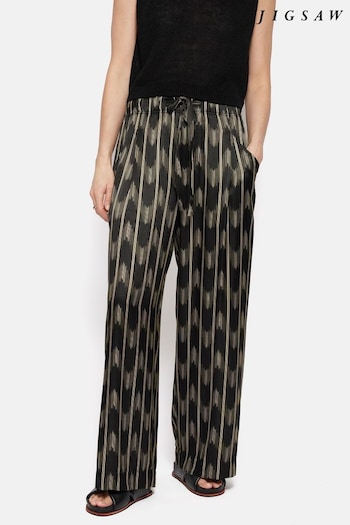 Jigsaw Silk Blend Ikat Stripe Black Trousers (E07104) | £170