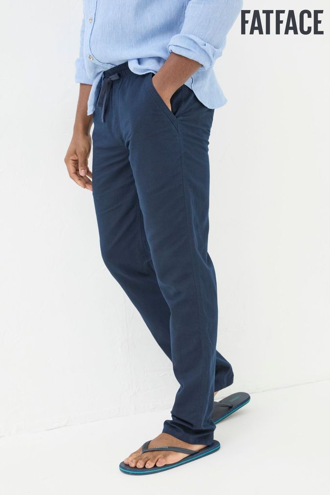 Buy Men s Blue Linen Trousers Online Next UK