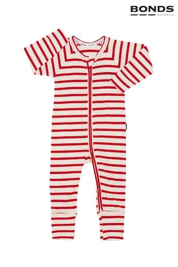 Bonds Red Easy Stripe Zip Sleepsuit Sleepsuit (E07302) | £27