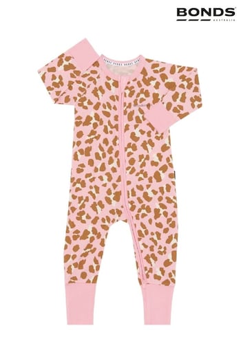 Bonds Pink Leopard Print Zip Sleepsuit Sleepsuit (E07304) | £22