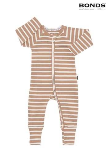 Bonds Natural Easy Stripe Zip Sleepsuit Wondersuit (E07307) | £27