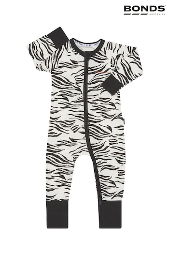 Bonds Grey Mono Zebra Print Zip Sleepsuit (E07308) | £22