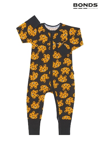 Bonds Grey Leopard Face Print Zip Sleepsuit Sleepsuit (E07309) | £22