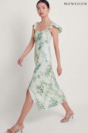 Monsoon Natural Zimira Floral Midi Dress (E07316) | £75