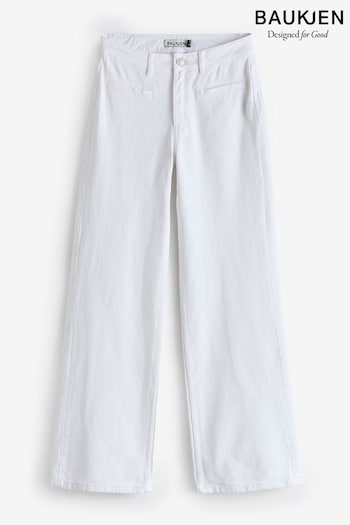 Baukjen Organic Pocket Wide Leg White jeans gabardine (E07450) | £109