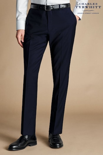 Charles Tyrwhitt Blue Slim Fit Italian Luxury Trousers (E07561) | £150